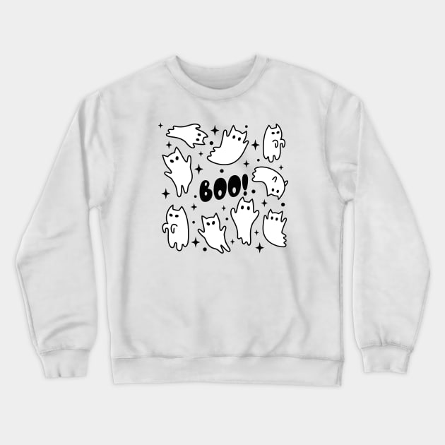 Boo Halloween Cat Ghosts Crewneck Sweatshirt by uncommontee